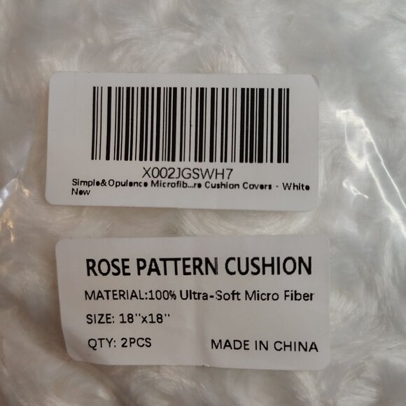Rose Pattern Pillow Covers 18x18 White Micro Fiber Simple & Opulence 2 in Pack - Picture 3 of 16